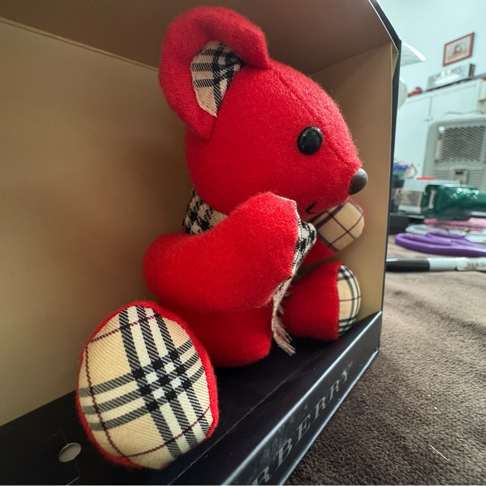 Burberry Red Thomas Teddy Bear with Plaid Accents NIB - Picture 4 of 7